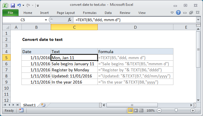 Excel Convert Date To Text